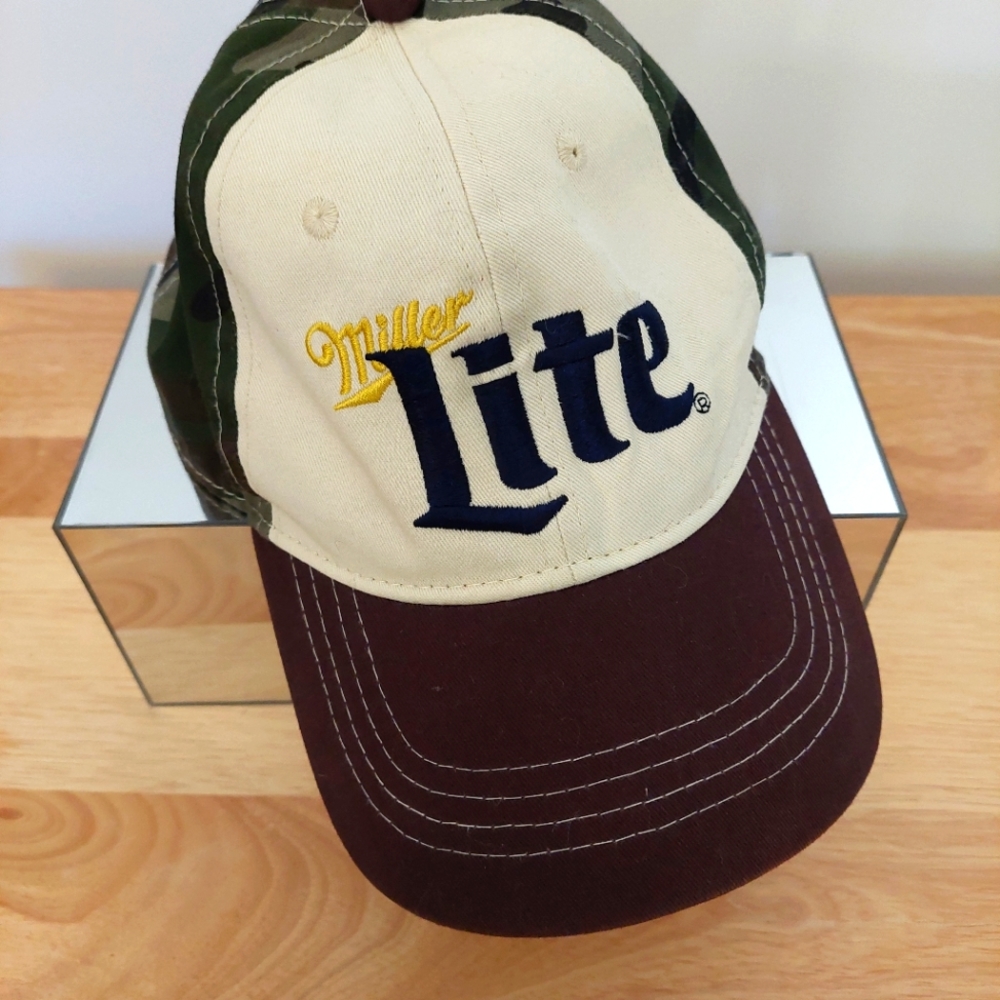 Miller lite camo colored back snap back cap